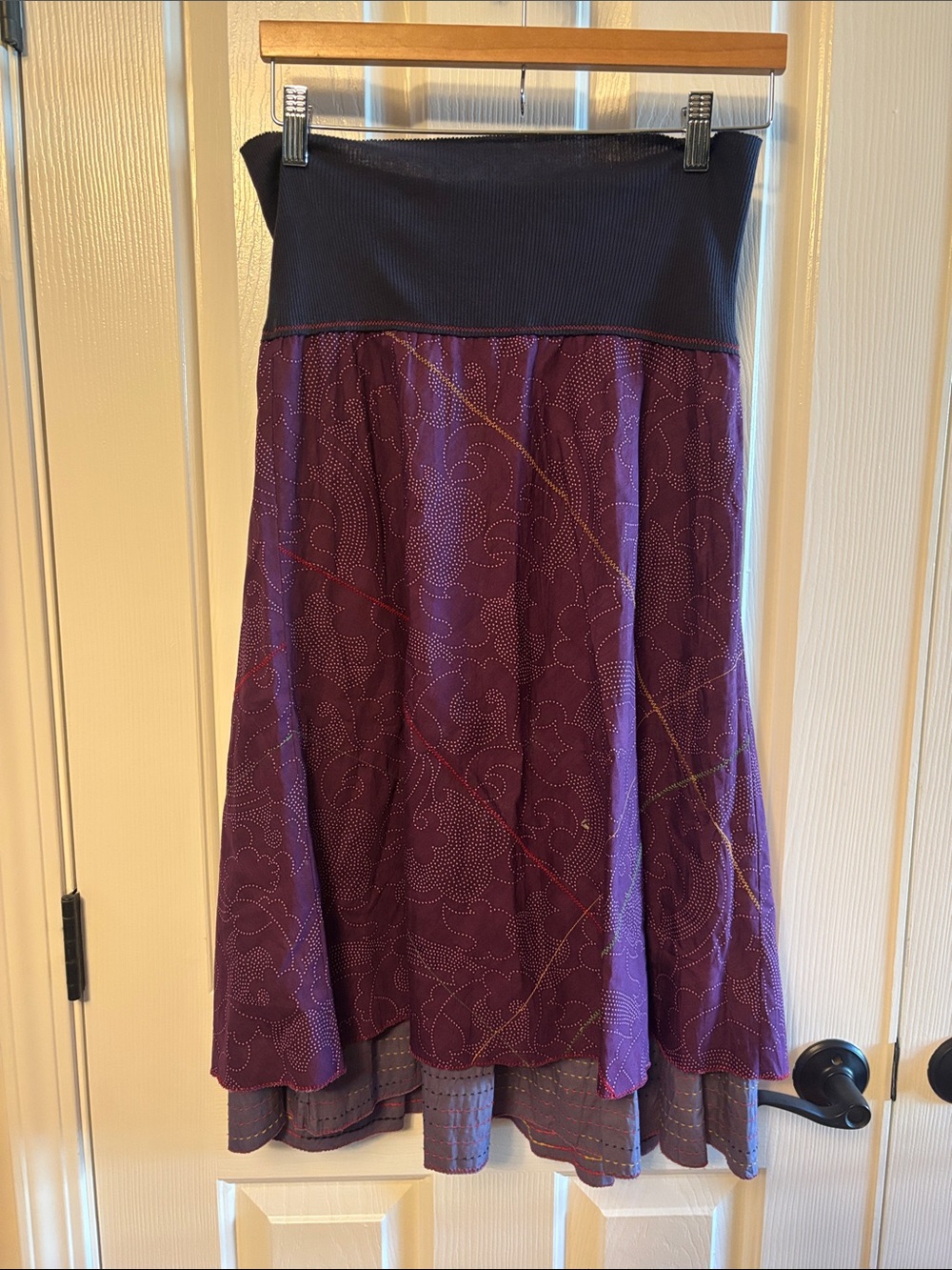Anthropologie Purple A-Line Layered Midi Skirt